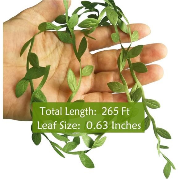 265Ft Leaf Ribbon,Artificial Vines Leaves String TrimRibbon WildJungle Botanical - Picture 3 of 7